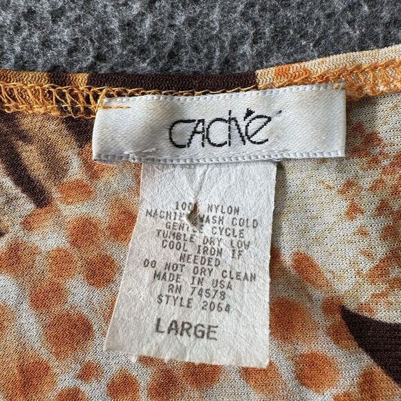 Vintage Cache Babydoll Blouse Top Shirt Size Large Animal Print Y2K - Picture 3 of 4